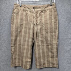 Patagonia Organic Cotton Tan Plaid Bermuda Shorts Size 6